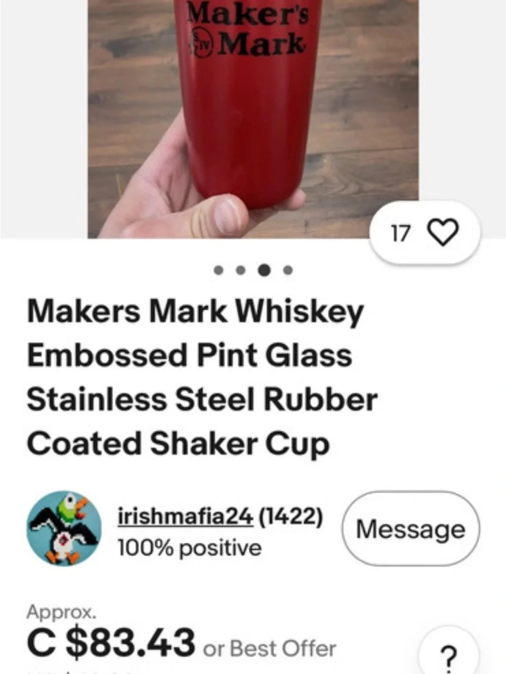 Makers Market Red Stainless Steel Cocktail Cups with Polished Rim